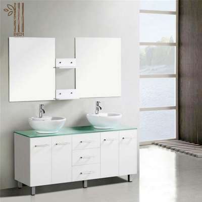 54 inch free standing bathroom vanity unit and glass basin top