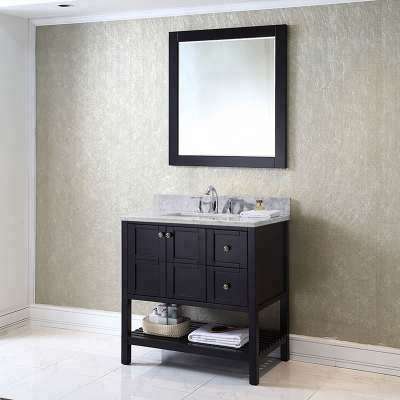 Free standing wood shabby chic illuminated bathroom cabinets black color