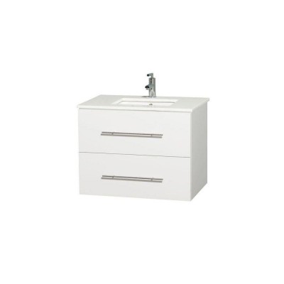 White melamine bathroom cabinet with 2 drawers