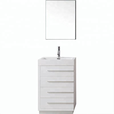 White water resistant vinyl wrap door bathroom cabinet with corner unit