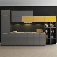 New Model Yellow Mixed Grey Lacquer Kitchen Cabinets Kitchen Furniture